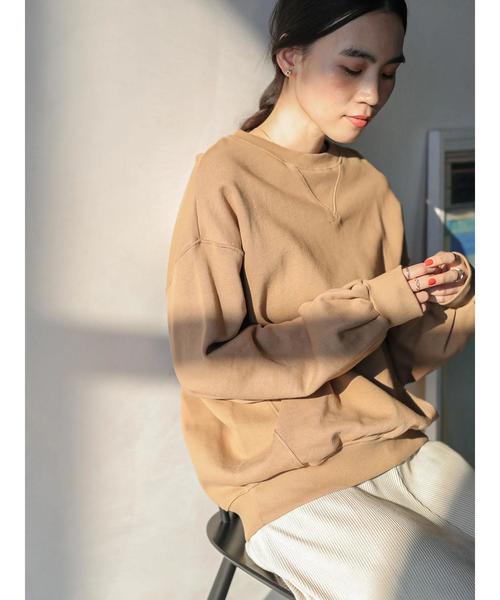AMERICAN HOLIC（アメリカンホリック）の「ガゼット付き裏毛コクーンチュニック＊（スウェット・レディース・アイボリー/チャコールグレー/カーキ/モカ/キャメル/イエロー・FREE）」の12枚目の写真