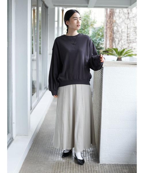 AMERICAN HOLIC（アメリカンホリック）の「ガゼット付き裏毛コクーンチュニック＊（スウェット・レディース・アイボリー/チャコールグレー/カーキ/モカ/キャメル/イエロー・FREE）」の14枚目の写真