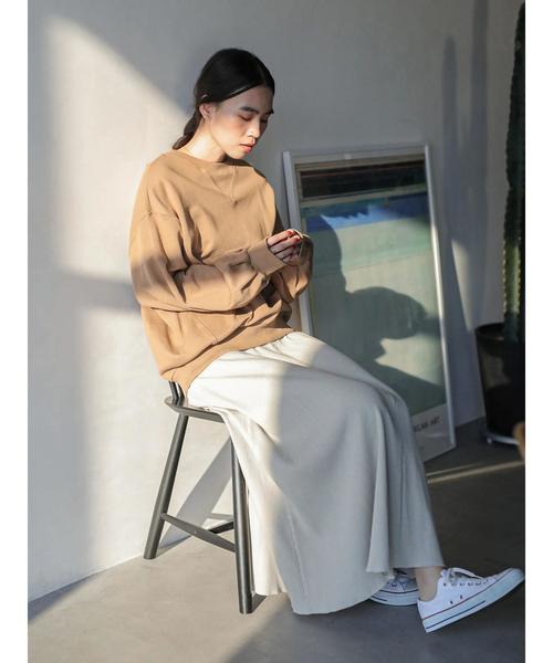 AMERICAN HOLIC（アメリカンホリック）の「ガゼット付き裏毛コクーンチュニック＊（スウェット・レディース・アイボリー/チャコールグレー/カーキ/モカ/キャメル/イエロー・FREE）」の22枚目の写真