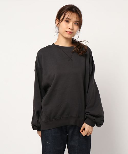 AMERICAN HOLIC（アメリカンホリック）の「ガゼット付き裏毛コクーンチュニック＊（スウェット・レディース・アイボリー/チャコールグレー/カーキ/モカ/キャメル/イエロー・FREE）」の7枚目の写真