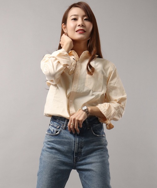 EVOLUTION(エボリューション)の「Stretch long sleeve oxford shirt / ストレッチ 長袖オックスフォードシャツ カラーシャツ unisex(シャツ/ブラウス・メンズ・ピンク/オフホワイト/ベージュ/ミント/ネイビー/オレンジ・XL/M/L)」の2枚目の写真