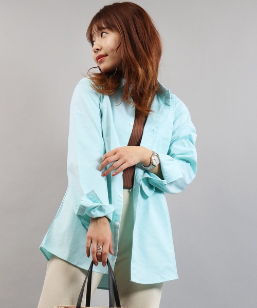 EVOLUTION(エボリューション)の「Stretch long sleeve oxford shirt / ストレッチ 長袖オックスフォードシャツ カラーシャツ unisex(シャツ/ブラウス・メンズ・ピンク/オフホワイト/ベージュ/ミント/ネイビー/オレンジ・XL/M/L)」の3枚目の写真