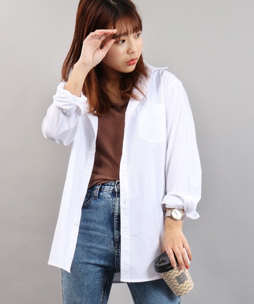 EVOLUTION(エボリューション)の「Stretch long sleeve oxford shirt / ストレッチ 長袖オックスフォードシャツ カラーシャツ unisex(シャツ/ブラウス・メンズ・ピンク/オフホワイト/ベージュ/ミント/ネイビー/オレンジ・XL/M/L)」の7枚目の写真