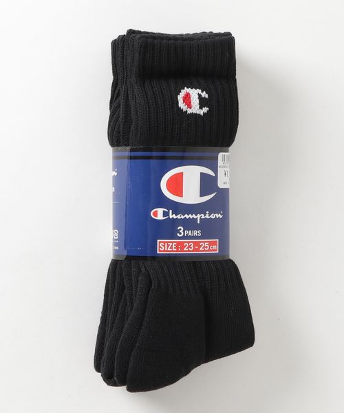 Champion（チャンピオン）の「WEGO/Champion【3点セット】ワンポイントロゴリブソックス（ソックス/靴下・レディース・ホワイト/ブラック・SMALL）」の2枚目の写真