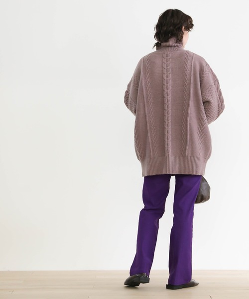 select MOCA（セレクトモカ）の「ランダムケーブルタートルニット（ニット/セーター・レディース・ブラック/パープル/アイボリー/ミント/ブラウン/ターメリック・FREE）」の21枚目の写真