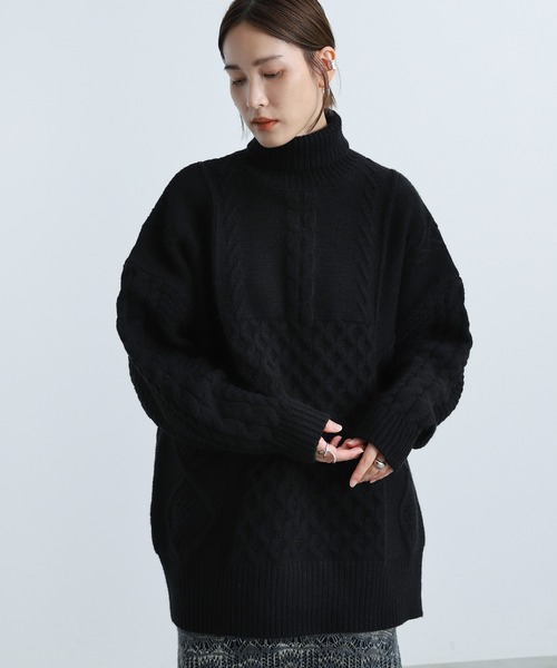 ランダムケーブルタートルニット（ニット/セーター）｜select MOCA