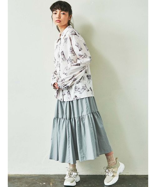 merry jenny（メリージェニー）の「dog&catシャツ（シャツ/ブラウス・レディース・アイボリー/ブラック・FREE）」の6枚目の写真