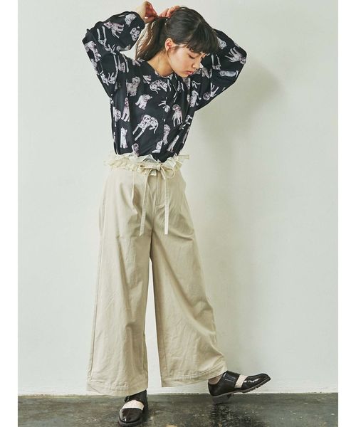 merry jenny（メリージェニー）の「dog&catシャツ（シャツ/ブラウス・レディース・アイボリー/ブラック・FREE）」の4枚目の写真