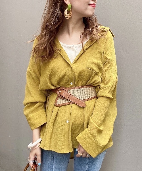 archives（アルシーヴ）の「楊柳クレープシャツ（シャツ/ブラウス・レディース・パープル/イエロー/アイボリー/ミント・MEDIUM）」の4枚目の写真