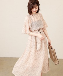 natural couture | 【WEB限定】シャーリングフレア袖涼しげワンピース(ワンピース)