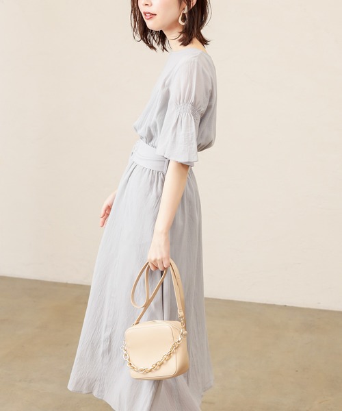 natural couture（ナチュラルクチュール）の「【WEB限定】シャーリングフレア袖涼しげワンピース（ワンピース・レディース・ブラック/ダークブラウン/サックスブルー/ボルドー/その他1/その他2・FREE）」の17枚目の写真