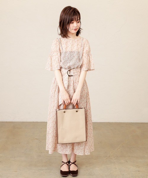 natural couture（ナチュラルクチュール）の「【WEB限定】シャーリングフレア袖涼しげワンピース（ワンピース・レディース・ブラック/ダークブラウン/サックスブルー/ボルドー/その他1/その他2・FREE）」の12枚目の写真