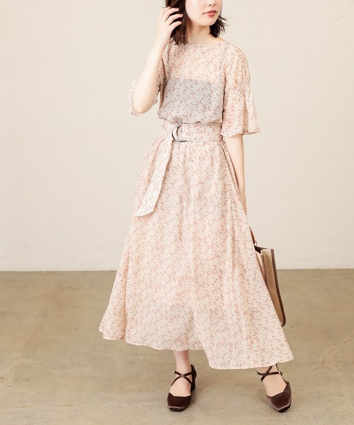 natural couture（ナチュラルクチュール）の「【WEB限定】シャーリングフレア袖涼しげワンピース（ワンピース・レディース・ブラック/ダークブラウン/サックスブルー/ボルドー/その他1/その他2・FREE）」の9枚目の写真