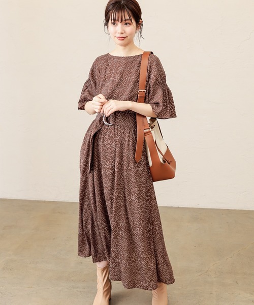 natural couture（ナチュラルクチュール）の「【WEB限定】シャーリングフレア袖涼しげワンピース（ワンピース・レディース・ブラック/ダークブラウン/サックスブルー/ボルドー/その他1/その他2・FREE）」の21枚目の写真