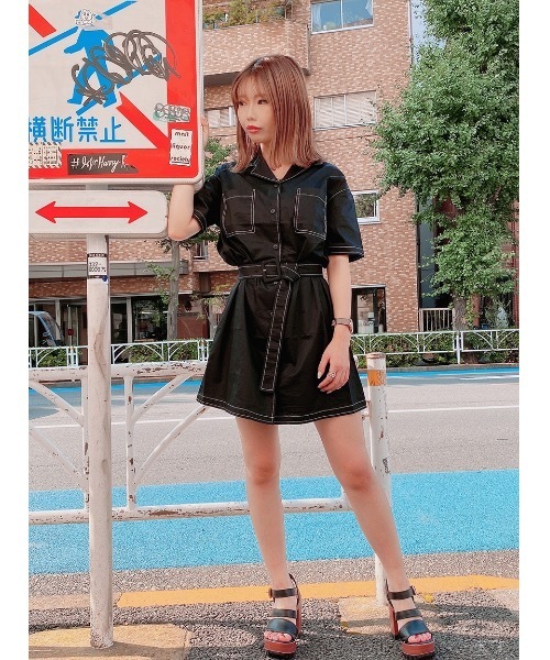 one way（ワンウェイ）の「オープンカラーOP（ワンピース・レディース・ブラック/ライトグリーン/ライトブラウン・FREE）」の9枚目の写真