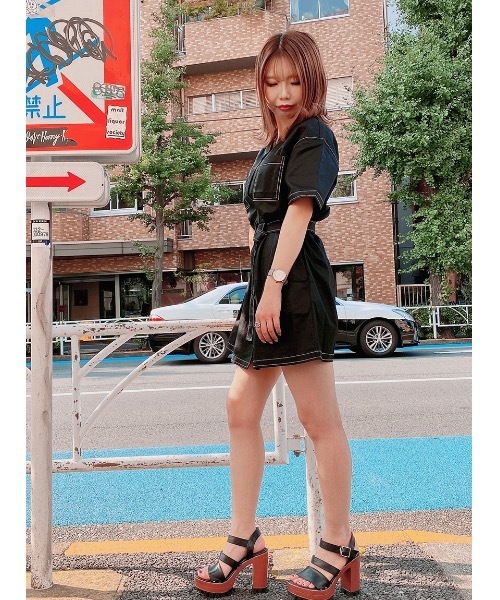 one way（ワンウェイ）の「オープンカラーOP（ワンピース・レディース・ブラック/ライトグリーン/ライトブラウン・FREE）」の4枚目の写真