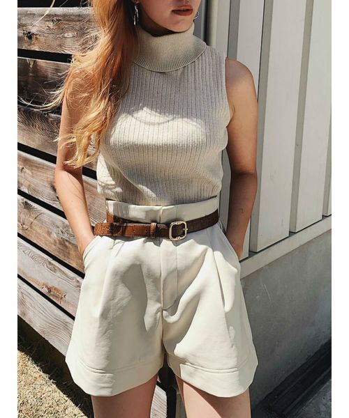 EVRIS（エヴリス）の「ラメタートルノースリーブ（ニット/セーター・レディース・イエロー/ブラウン/ホワイト/ブラック・FREE）」の7枚目の写真