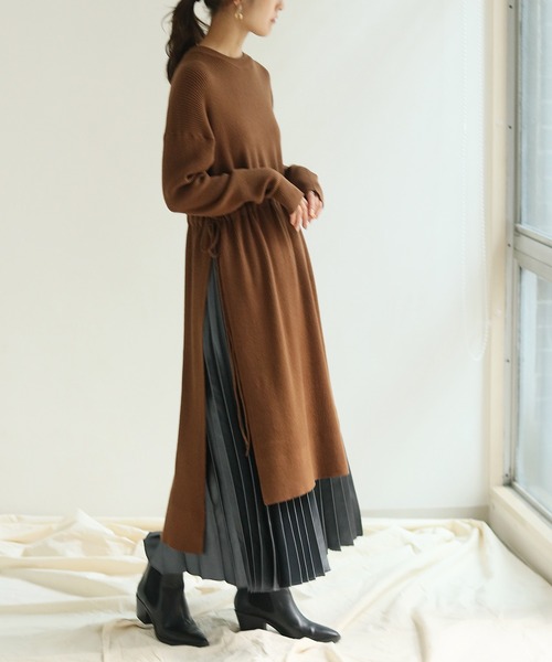 セール Her Closet ロングスリットリブワンピース ニットロングワンピース リラックスウェア ワンピース Her Closet ハークローゼット のファッション通販 Zozotown