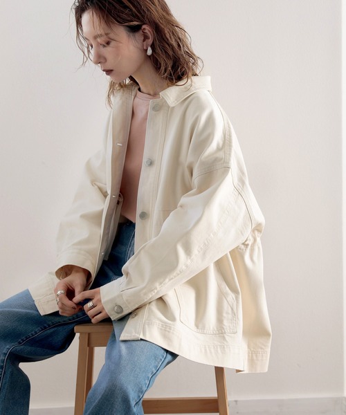 classicalelf（クラシカルエルフ）の「ツイルドロスト仕様2wayカバーオールジャケット（カバーオール・レディース・アイボリー/サンドベージュ/ライトカーキ・M-L/L-XL）」の4枚目の写真