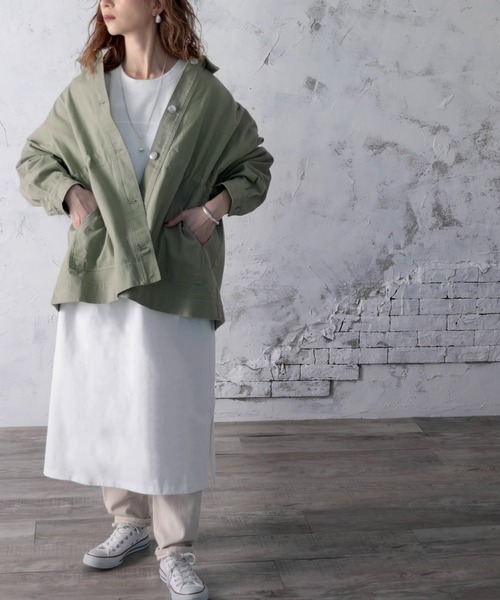 classicalelf（クラシカルエルフ）の「ツイルドロスト仕様2wayカバーオールジャケット（カバーオール・レディース・アイボリー/サンドベージュ/ライトカーキ・M-L/L-XL）」の5枚目の写真