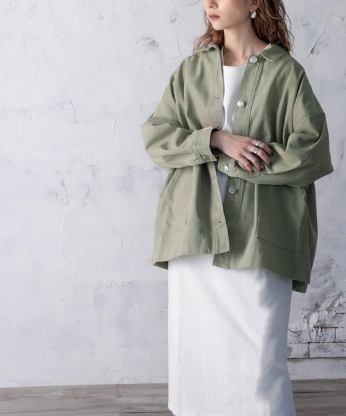 classicalelf（クラシカルエルフ）の「ツイルドロスト仕様2wayカバーオールジャケット（カバーオール・レディース・アイボリー/サンドベージュ/ライトカーキ・M-L/L-XL）」の6枚目の写真