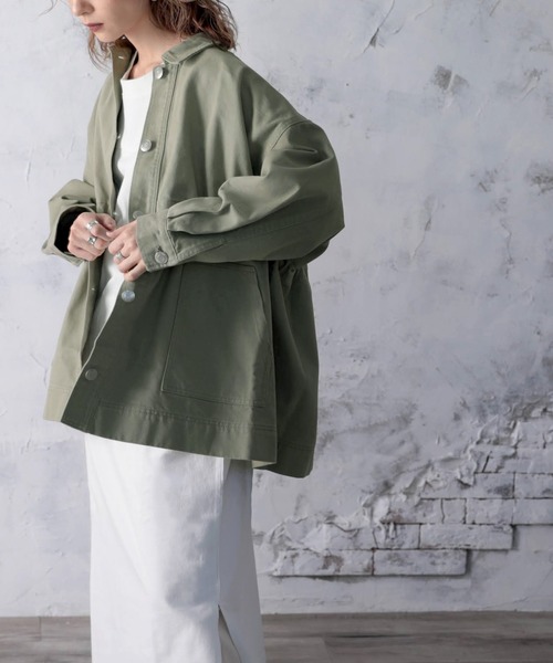 classicalelf（クラシカルエルフ）の「ツイルドロスト仕様2wayカバーオールジャケット（カバーオール・レディース・アイボリー/サンドベージュ/ライトカーキ・M-L/L-XL）」の11枚目の写真