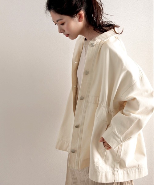 classicalelf（クラシカルエルフ）の「ツイルドロスト仕様2wayカバーオールジャケット（カバーオール・レディース・アイボリー/サンドベージュ/ライトカーキ・M-L/L-XL）」の17枚目の写真