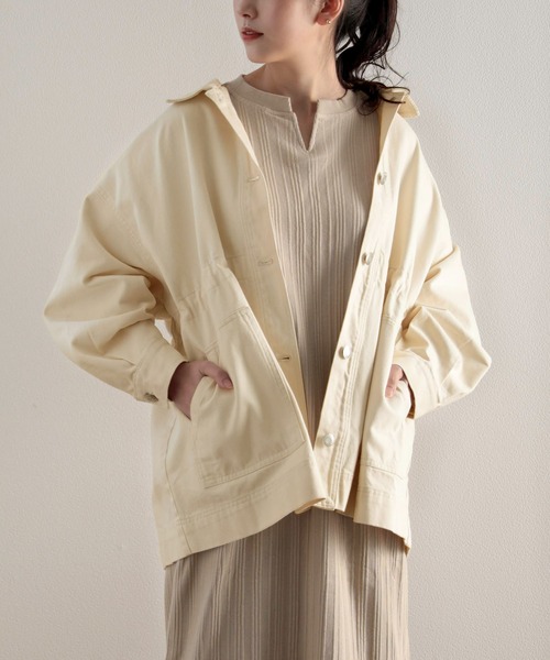 classicalelf（クラシカルエルフ）の「ツイルドロスト仕様2wayカバーオールジャケット（カバーオール・レディース・アイボリー/サンドベージュ/ライトカーキ・M-L/L-XL）」の21枚目の写真