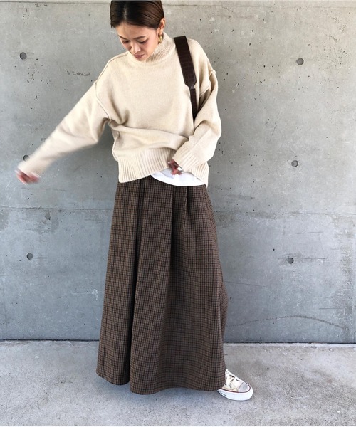 ulu(ウル)の「original check frea long skirt(スカート・レディース・ブラウン/イエロー・FREE)」の12枚目の写真