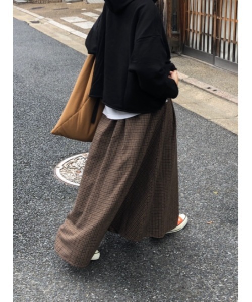 ulu(ウル)の「original check frea long skirt(スカート・レディース・ブラウン/イエロー・FREE)」の8枚目の写真