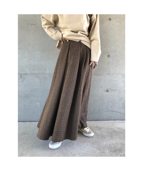 ulu(ウル)の「original check frea long skirt(スカート・レディース・ブラウン/イエロー・FREE)」の5枚目の写真