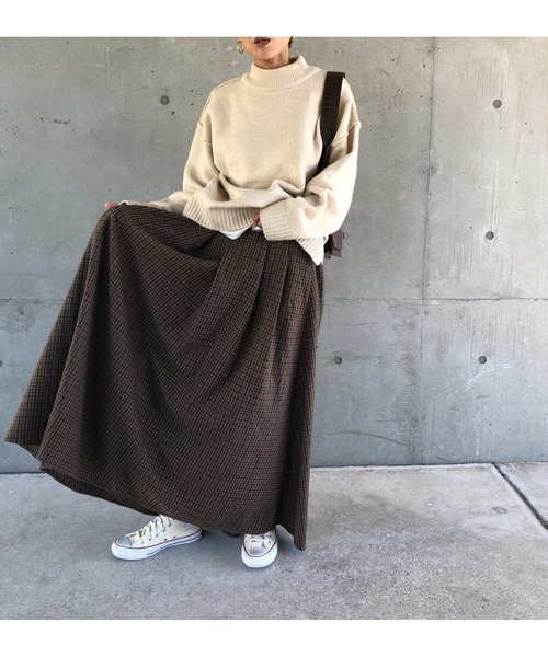 ulu(ウル)の「original check frea long skirt(スカート・レディース・ブラウン/イエロー・FREE)」の14枚目の写真