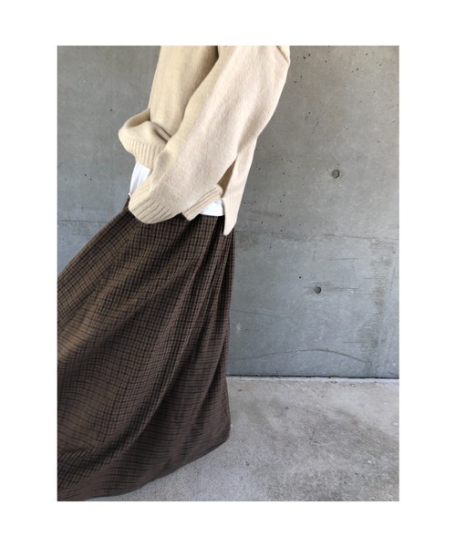 ulu(ウル)の「original check frea long skirt(スカート・レディース・ブラウン/イエロー・FREE)」の7枚目の写真