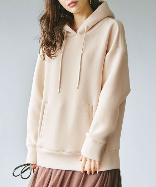 GeeRA（ジーラ）の「裾ジップダンボールパーカー（パーカー・レディース・パープル/チャコール/ライトグリーン/ベージュ/モカ/サンドグレー・LARGE/SMALL/MEDIUM/XX-LARGE/X-LARGE）」の5枚目の写真