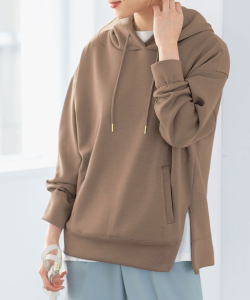 GeeRA（ジーラ）の「裾ジップダンボールパーカー（パーカー・レディース・パープル/チャコール/ライトグリーン/ベージュ/モカ/サンドグレー・LARGE/SMALL/MEDIUM/XX-LARGE/X-LARGE）」の4枚目の写真