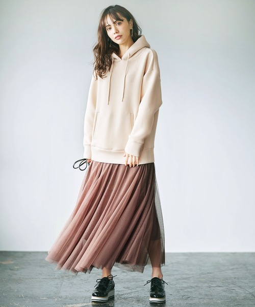 GeeRA（ジーラ）の「裾ジップダンボールパーカー（パーカー・レディース・パープル/チャコール/ライトグリーン/ベージュ/モカ/サンドグレー・LARGE/SMALL/MEDIUM/XX-LARGE/X-LARGE）」の20枚目の写真