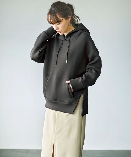 GeeRA（ジーラ）の「裾ジップダンボールパーカー（パーカー・レディース・パープル/チャコール/ライトグリーン/ベージュ/モカ/サンドグレー・LARGE/SMALL/MEDIUM/XX-LARGE/X-LARGE）」の18枚目の写真