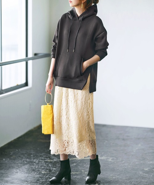 GeeRA（ジーラ）の「裾ジップダンボールパーカー（パーカー・レディース・パープル/チャコール/ライトグリーン/ベージュ/モカ/サンドグレー・LARGE/SMALL/MEDIUM/XX-LARGE/X-LARGE）」の19枚目の写真