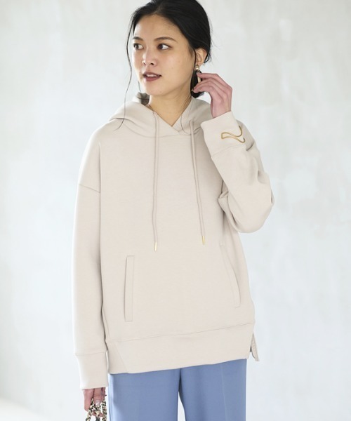 GeeRA（ジーラ）の「裾ジップダンボールパーカー（パーカー・レディース・パープル/チャコール/ライトグリーン/ベージュ/モカ/サンドグレー・LARGE/SMALL/MEDIUM/XX-LARGE/X-LARGE）」の8枚目の写真