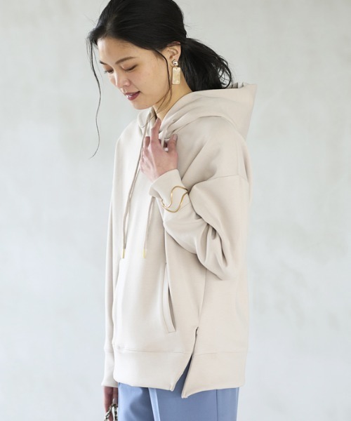 GeeRA（ジーラ）の「裾ジップダンボールパーカー（パーカー・レディース・パープル/チャコール/ライトグリーン/ベージュ/モカ/サンドグレー・LARGE/SMALL/MEDIUM/XX-LARGE/X-LARGE）」の9枚目の写真