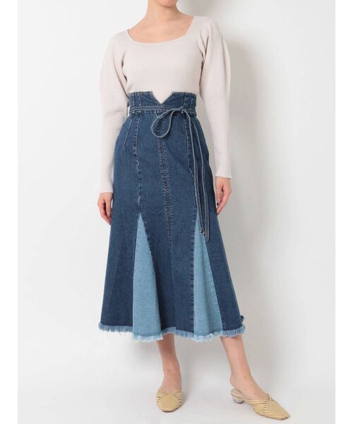 MERCURYDUO（マーキュリーデュオ）の「マーメイドラインフリンジスカート（スカート・レディース・インディゴブルー/アイボリー/ミント・SMALL/MEDIUM）」の13枚目の写真