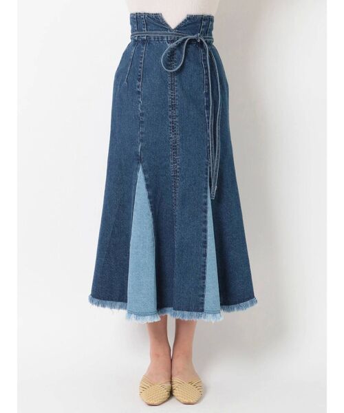 MERCURYDUO（マーキュリーデュオ）の「マーメイドラインフリンジスカート（スカート・レディース・インディゴブルー/アイボリー/ミント・SMALL/MEDIUM）」の14枚目の写真