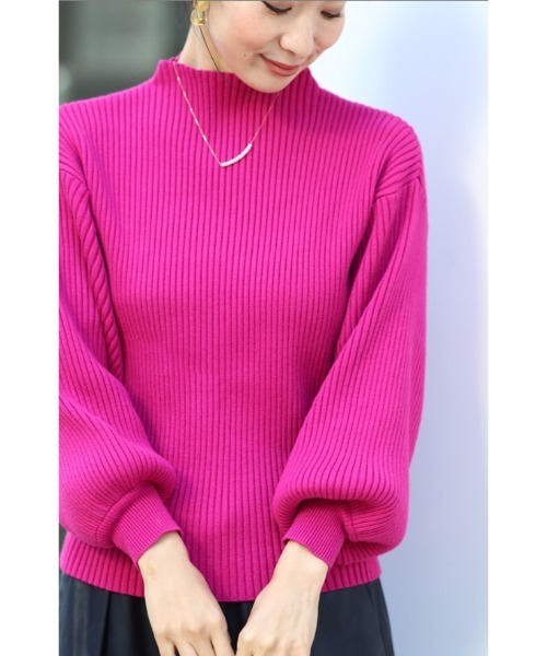CAWAII 袖ポワンとオフネックの ニットトップス ピンク 袖ポワンとオフネックのニットトップス（長袖）（ニット