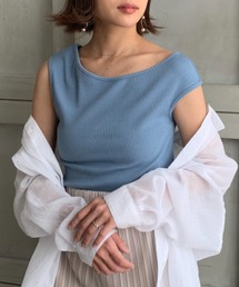 moment+（モーメントプラス）の「ワンショルフレンチリブタンクトップ（Tシャツ/カットソー）」