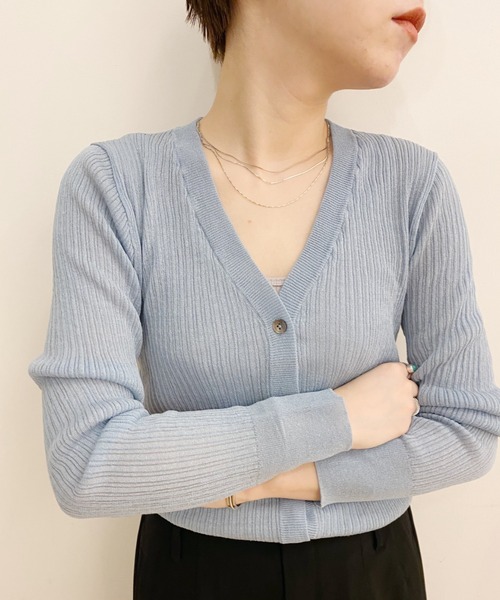 SHENERY（シーナリー）の「シアーニットカーディガン（カーディガン/ボレロ・レディース・ライトグレー/ブルー/ピンクベージュ・FREE）」の10枚目の写真