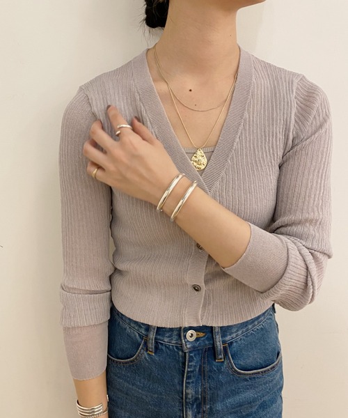 SHENERY（シーナリー）の「シアーニットカーディガン（カーディガン/ボレロ・レディース・ライトグレー/ブルー/ピンクベージュ・FREE）」の13枚目の写真