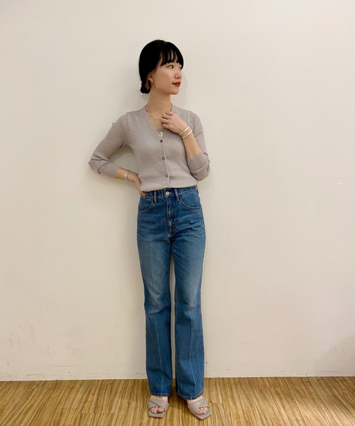 SHENERY（シーナリー）の「シアーニットカーディガン（カーディガン/ボレロ・レディース・ライトグレー/ブルー/ピンクベージュ・FREE）」の5枚目の写真