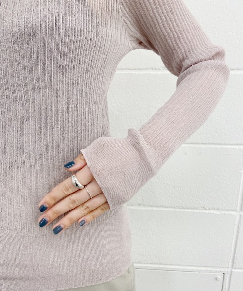 SHENERY（シーナリー）の「シアーニットカーディガン（カーディガン/ボレロ・レディース・ライトグレー/ブルー/ピンクベージュ・FREE）」の12枚目の写真