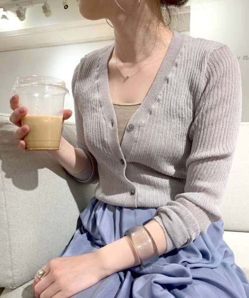 SHENERY（シーナリー）の「シアーニットカーディガン（カーディガン/ボレロ・レディース・ライトグレー/ブルー/ピンクベージュ・FREE）」の22枚目の写真