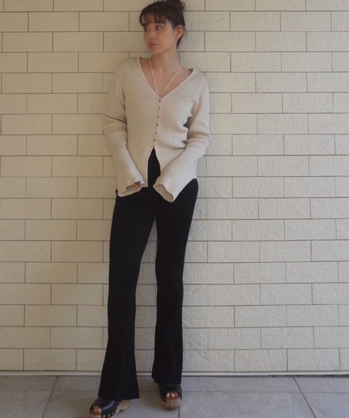 ETRE TOKYO（エトレトウキョウ）の「ハイゲージタイトリブカーディガン（カーディガン/ボレロ・レディース・アイボリー/ベージュ/ブラック・FREE）」の7枚目の写真